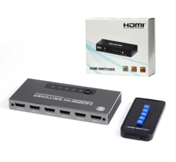 DELCOM SWITCH METAL HDMI 1X5 4K CARGADOR