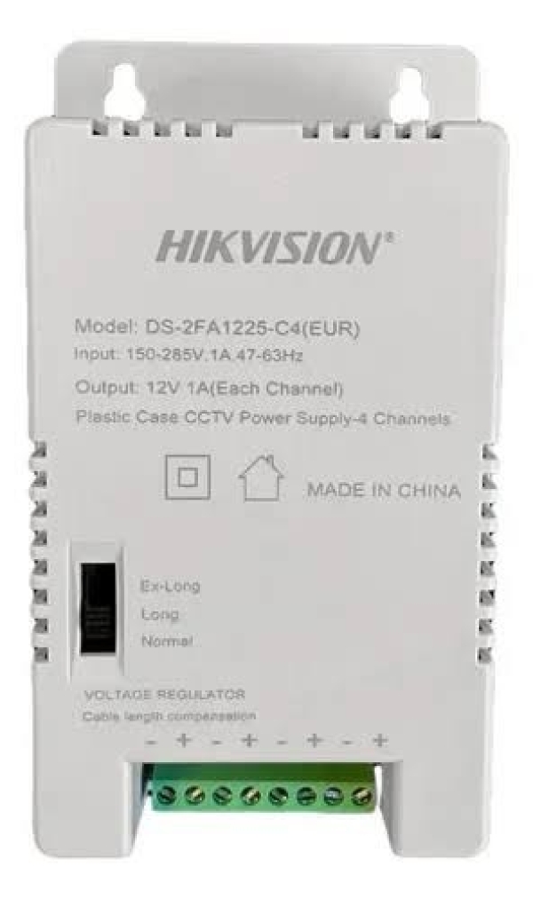 FUENTE CENTRALIZADA HIKVISION HK-DS-2FA1225-C4 / 4 CAMARAS  / 12VDC/1AMP X CANAL - 220V