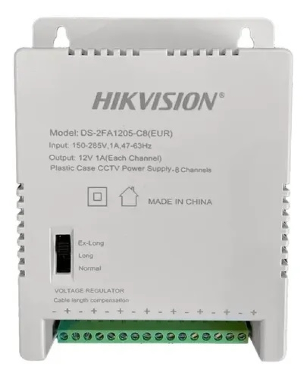 FUENTE CENTRALIZADA HIKVISION HK-DS-2FA1205-C8 / 8 CAMARAS / 12VDC / 1AMP X CANAL - 220V