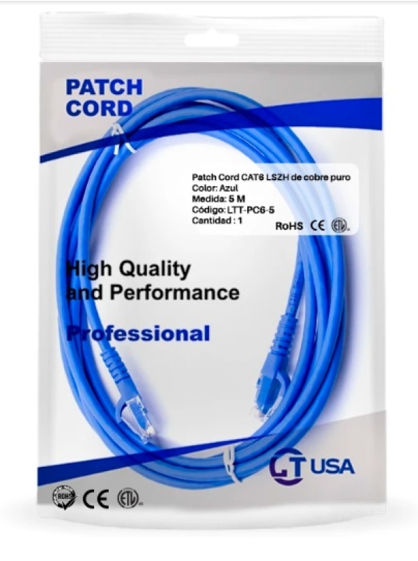 LT-PC6-1  PATCH CORD  LT CAT 6E LSZH AZUL 1MT