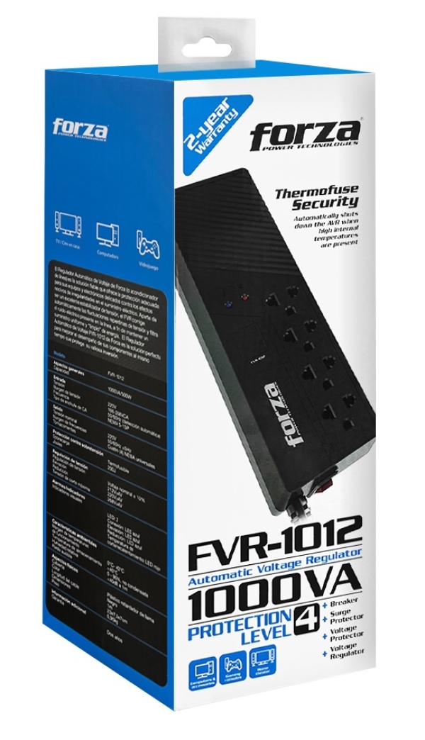 FVR-1012 ESTABILIZADOR FORZA  1000VA/500W 220V  4-UNIV-NEMA