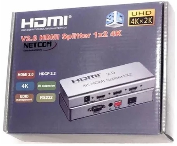 SPLITER  HDMI DELCOM  1*2 DELCOM  METALICO PLATEADO 4K 2.0