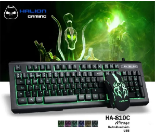 TECLADO Y MOUS GAMER HALION HA-810C MIRAGE 7LED - 7200DPI RGB