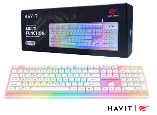 TECLADO GAMER HAVIT KB876L-SP BLANCO  RGB