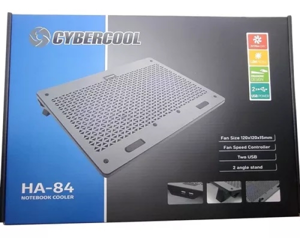 HA-84 COOLER DE LAPTOP ALUMINO/PLASTICO 02 COOLER 14CM AZUL