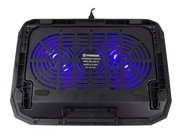 HA-73 COOLER DE LAPTOP PLASTICO/METAL 02 COOLER 14 CM LED AZUL