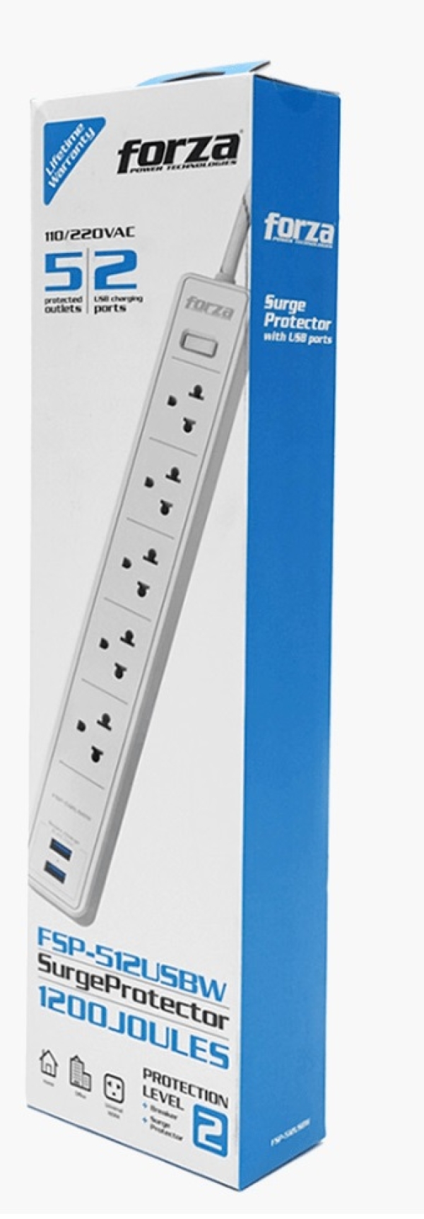 SUPRESOR DE PICO FORZA FSP-512USBW 110/220V  5TOMAS/ 2USB