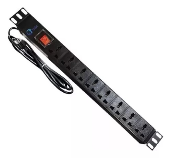 POWER RACK LT-PDU-8TA CARCASA DE ALUMINIO 8 TOMAS UNIVERSALES 15A 220V 1RU 19" CABLE 3M