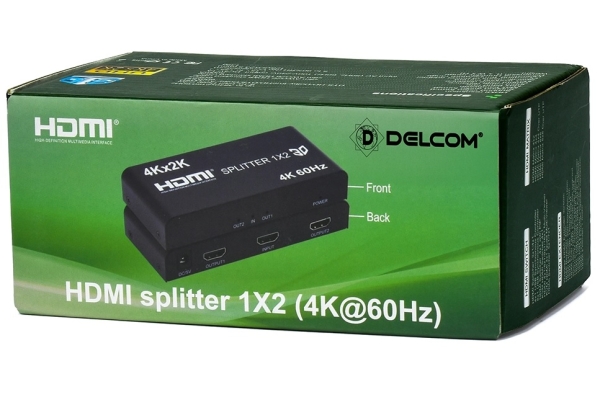 SPLITER HDMI DELCOM  METALICO NEGRO  1X2 4K 60HZ 2.0