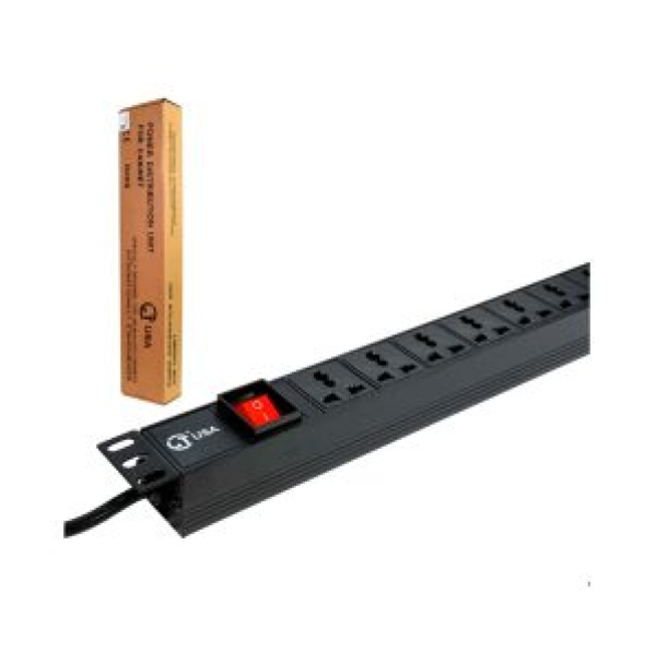 POWER RACK LT-PDU-10TA CARCASA DE ALUMINIO 10 TOMAS UNIVERSALES 15A 220V 1RU 19" CABLE 1.8MT
