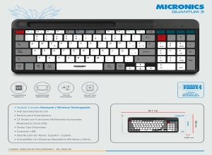 QUANTUM 3 MIC K600-3M TECLADO MULTIMEDIA BT RECARGABLE MICRONICS