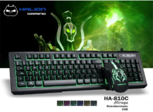 TECLADO Y MOUS GAMER HALION HA-810C MIRAGE 7LED - 7200DPI RGB