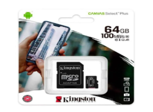 MEMORIA MICROSD KINGSTON 64GB CANVAS SELECT PLUS 100R A1 C10 CARD