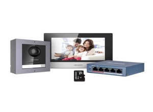 KIT VIDEO PORTERO HIKVISION HK-DS-KIS602 / DS-KD8003 / DS-KH6320    SWITCH  4 PUERTOS POE , SD DE 64GB